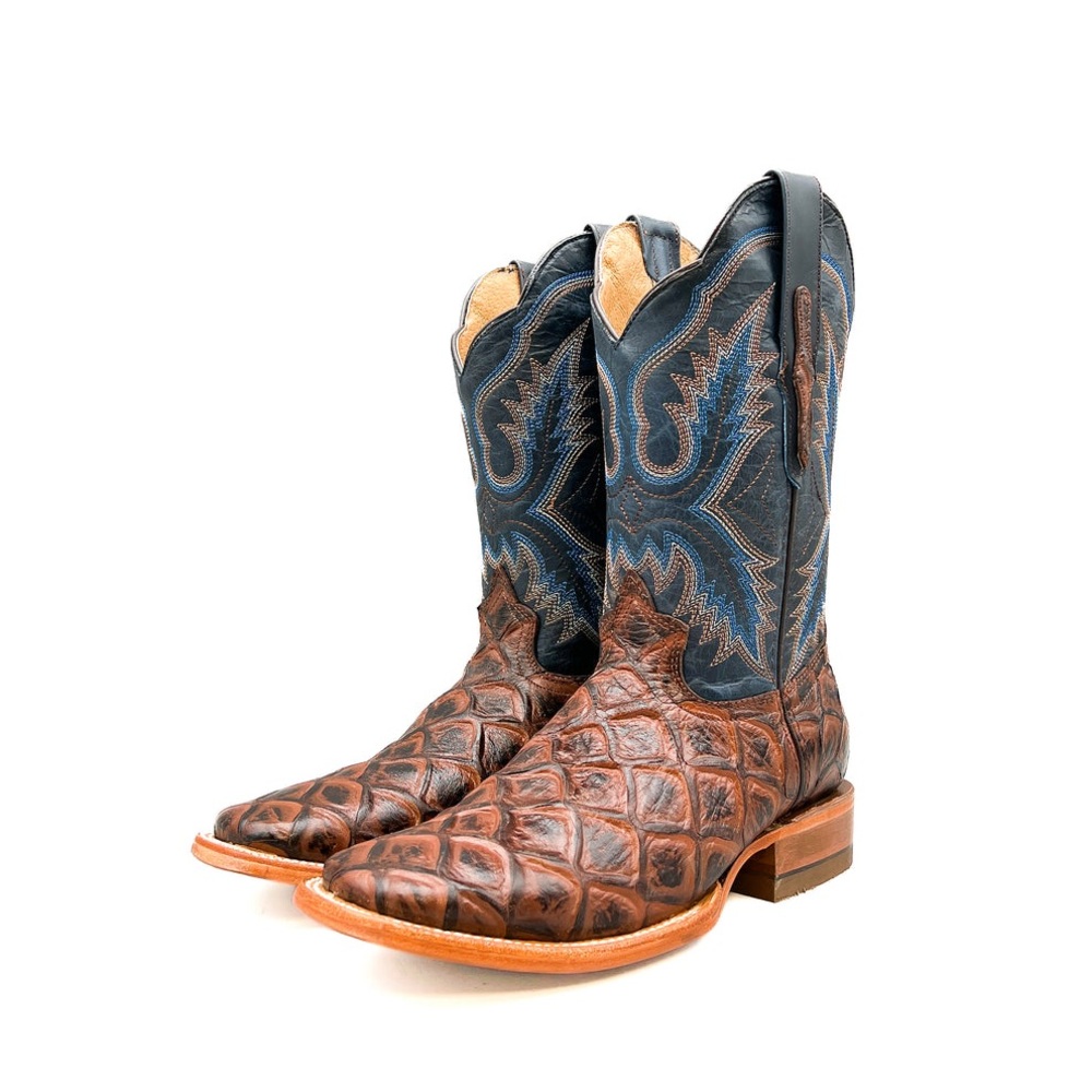 ReyWelt Cowboy Boots Deep Brown Fish Pirarucu Big Bass Mallorca Marino Men’s10.5
